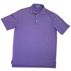 Peter Millar Summer Comfort Polo Shirt Men's Medium Golf Purple Striped Stretch